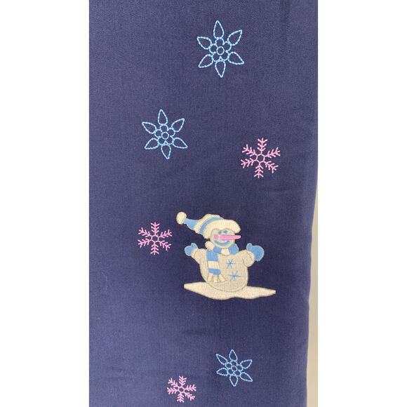 Fashion Classics Embroidered Snowman Christmas Maxi Dress Womens Large Navy Blue - Picture 4 of 10